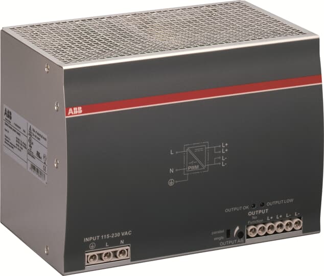 ABB Electrification Switching Power Supply; CP-E 48/10.0; 48VDC OUT; 480W; 90-264VAC / 120-375VDC IN; Single-Phase; DIN Rail Mount